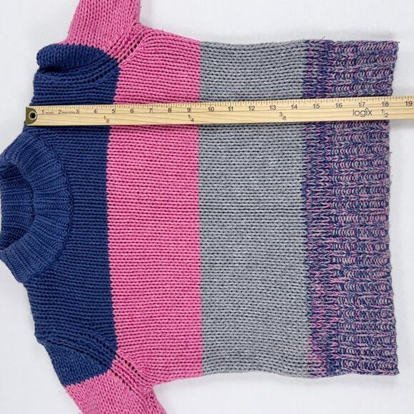 One Grey Day Women's Gigi Retro Multi Striped Cropped Sweater XS Blue Pink - Picture 13 of 15